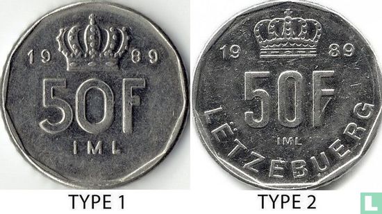 Luxemburg 50 Franc 1989 (Typ 2) - Bild 3
