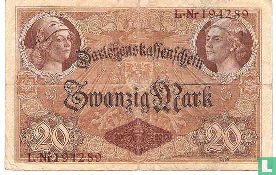 Deutschland 20 Mark (S.48 - Ros.49a) - Bild 2