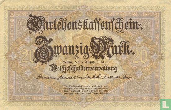 Allemagne 20 Mark (P.48b - Ros.49b) - Image 1