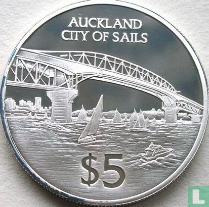 Nieuw-Zeeland 5 dollars 1996 (PROOF) "Auckland city of sails" - Afbeelding 2