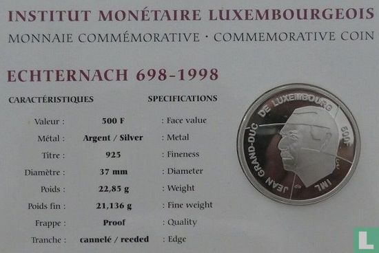 Luxembourg 500 francs 1998 (PROOF) "1300th anniversary of Echternach" - Image 3