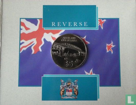 Nieuw-Zeeland 5 dollars 1996 (folder) "Auckland city of sails" - Afbeelding 2