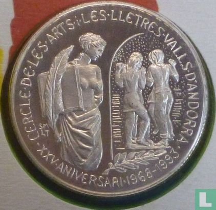 Andorre 5 diners 1993 (BE - Numisbrief) "25th anniversary Andorran circle of arts" - Image 2