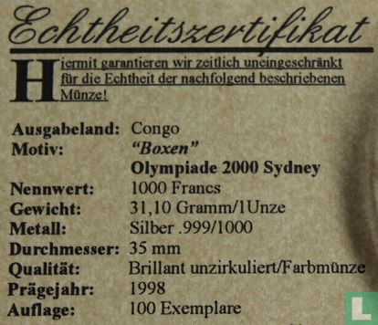 Congo-Brazzaville 1000 francs 1998 "2000 Summer Olympics in Sydney" - Image 3