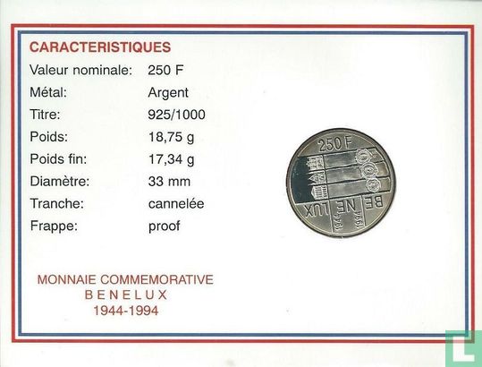 Luxembourg 250 francs 1994 (PROOF - folder) "50 years of the Benelux" - Image 4