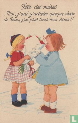 Kinderkaart meisjes - bloemen - brief