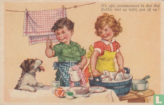 Kinderkaart kinderen- vaatwerk - hond - theedoek