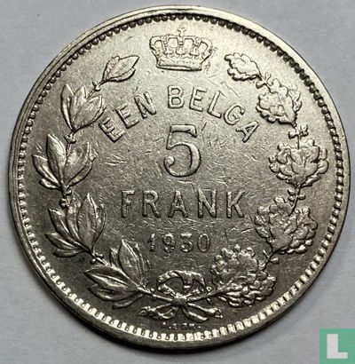 België 5 frank 1930 (NLD - positie B) - Afbeelding 1
