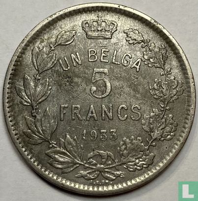 Belgique 5 francs 1933 (FRA - position B) - Image 1