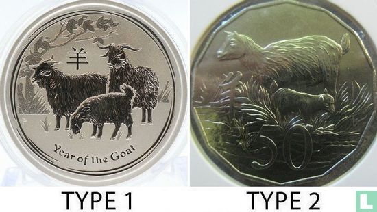 Australië 50 cents 2015 (type 2) "Year of the Goat" - Afbeelding 3