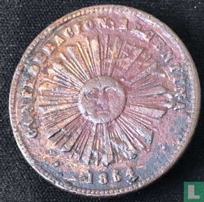 Argentina 2 centavos 1854 (coin alignment) - Image 1