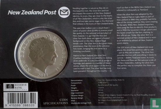 New Zealand 1 dollar 2011 (folder) "Kiwi" - Image 2
