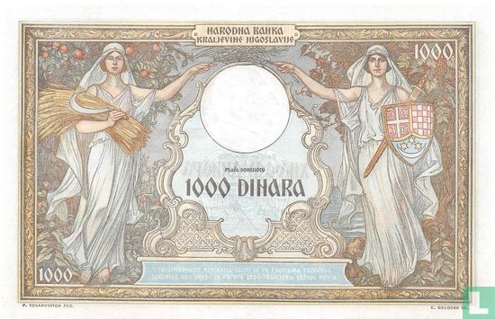 Yougoslavie 1 000 Dinara 1931 - Image 2