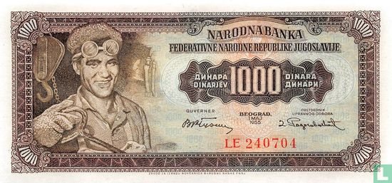 Joegoslavië 1.000 Dinara 1955 - Afbeelding 1