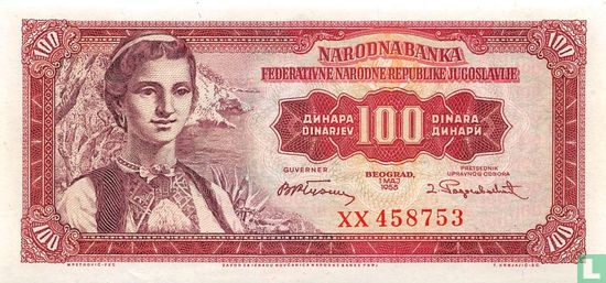Joegoslavië 100 Dinara 1955 - Afbeelding 1