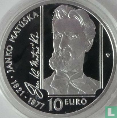 Slowakije 10 euro 2021 (PROOF) "200th anniversary Birth of Janko Matúška" - Afbeelding 2