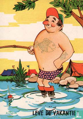 Leve de vakantie - man vissen tatoeage op borst - Afbeelding 1