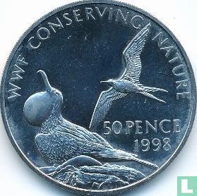 Ascension 50 pence 1998 "WWF conserving nature - Frigate birds" - Afbeelding 1