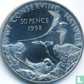 Ascension 50 pence 1998 "WWF conserving nature - White-tailed tropicbird" - Image 1