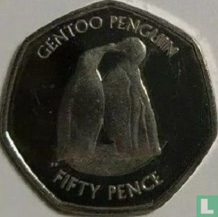 British Antarctic Territory 50 pence 2019 (colourless) "Gentoo penguin" - Image 2
