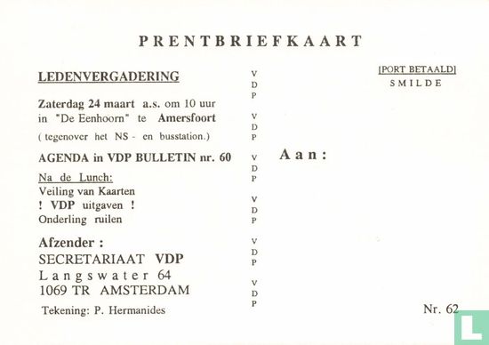 VDP 0062 - Uitnodiging ledenvergadering VDP 24 maart 1999 - Afbeelding 2