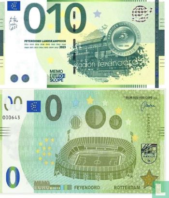 A096/1 set 2x 0 Euro-biljet Feyenoord  - Afbeelding 1