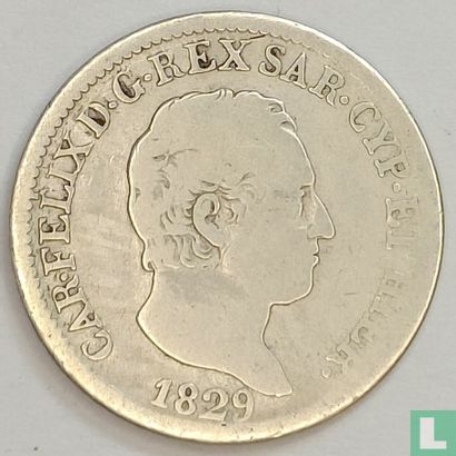 Sardaigne 50 centesimi 1829 (ancre) - Image 1