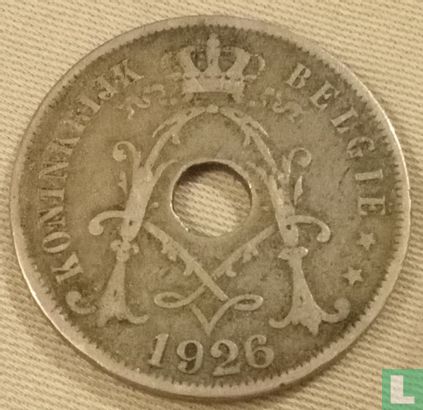 Belgium 25 centimes 1926 (NLD - misstrike) - Image 1