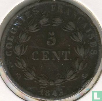 Colonies françaises 5 centimes 1843 - Image 1