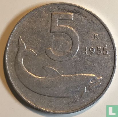Italië 5 lire 1955 - Afbeelding 1