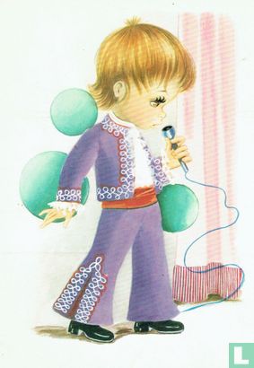 Jongen zingt microfoon - Afbeelding 1
