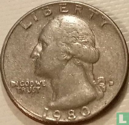 United States ¼ dollar 1980 (D - misstrike) - Image 1