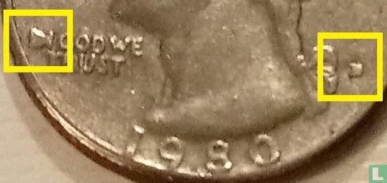 United States ¼ dollar 1980 (D - misstrike) - Image 3