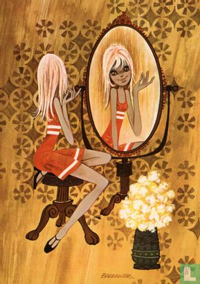 Meisje zittend voor spiegel - Afbeelding 1