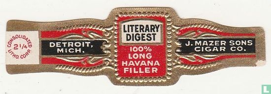 Literary Digest 100% long Havana Filler - Detroit Mich. - J. Mazer Sons Cigar Co. - Afbeelding 1
