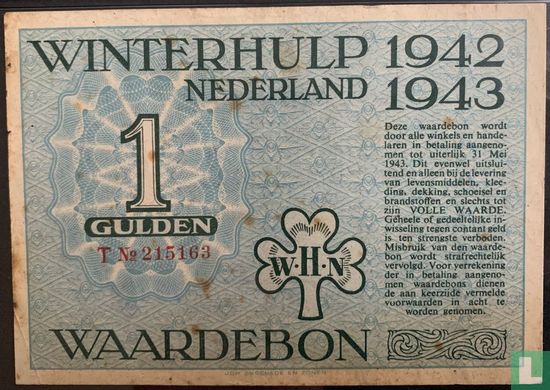 Netherlands - 1 guilder 1942/1943 "Winter relief" Series T - Image 1