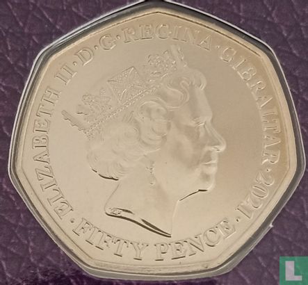 Gibraltar 50 Pence 2021 (Folder) "95th Birthday of Queen Elizabeth II" - Bild 3