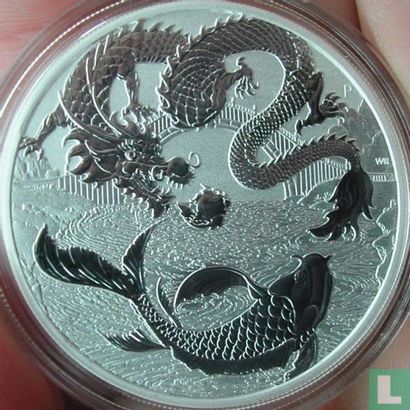 Australië 1 dollar 2023 (kleurloos) "Dragon and koi" - Afbeelding 2