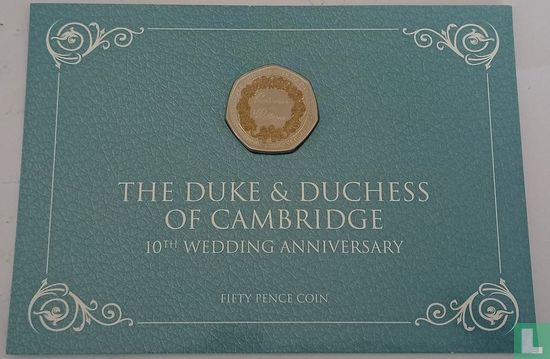 Gibraltar 50 Pence 2021 (Folder) "10th anniversary Wedding of Duke and Duchess of Cambridge" - Bild 1