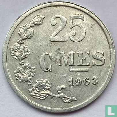 Luxembourg 25 centimes 1963 (medal alignment) - Image 1