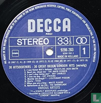 Hit-Souvenirs 30 Great Decca / London Hits - Image 5