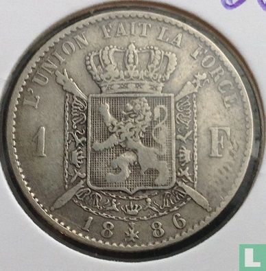 Belgium 1 franc 1886 (FRA - L WIENER) - Image 1