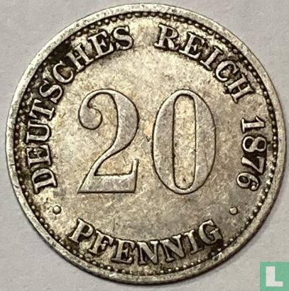 Duitse Rijk 20 pfennig 1876 (C - misslag) - Afbeelding 1