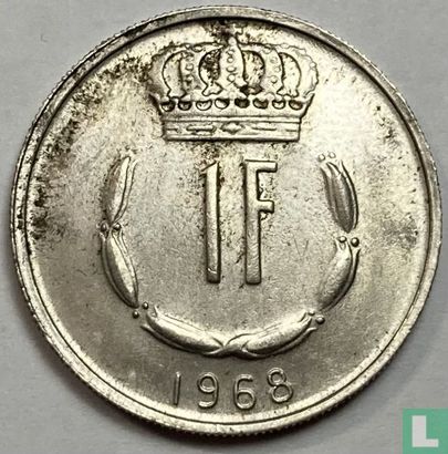 Luxembourg 1 franc 1968 (misstrike) - Image 1