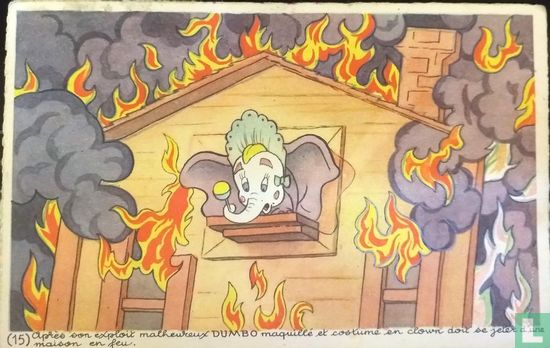 Apres von exploit malheureux Dumbo maquille et costume en clown dou se jeter d'ne maison en feu