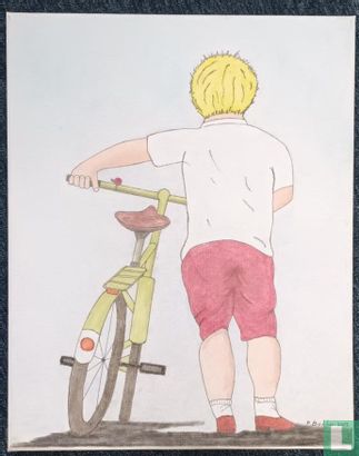 Jongen naast fiets - Afbeelding 1