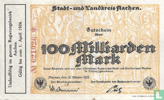 Aachen 100 Miljard Mark 1923 - Afbeelding 1