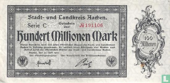 Aachen 100 Miljoen Mark 1923 - Afbeelding 1