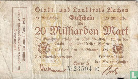 Aachen 20 Billion Marks 1923 - Image 1