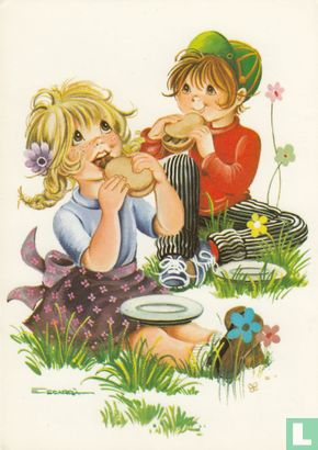 Kinderkaart meisje - jongen - bordjes - broodje